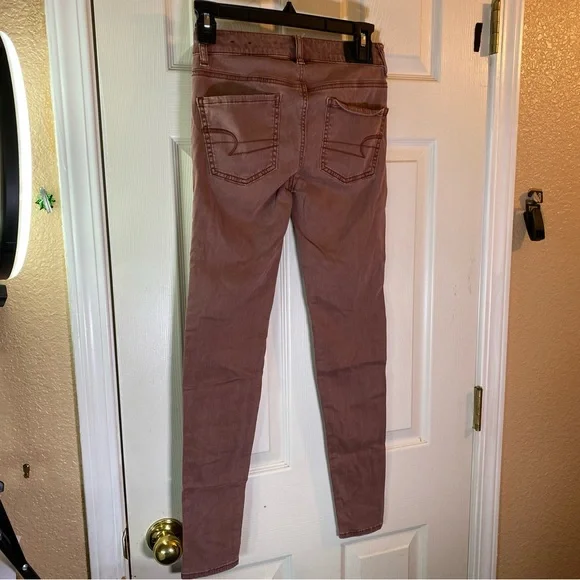 American Eagle Women 0 Jeggings Jeans Super Stretch AEO Sateen Low Rise Pockets - Picture 3 of 16